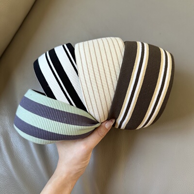 条纹针织宽版发箍韩系流行新款个性时尚复古英伦少女气质高级感潮