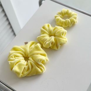 真丝丝绒发圈小鸡黄秋冬亮色少女甜美韩版大肠圈丸子头花扎发皮筋