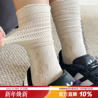 复古甜美春夏蕾丝提花袜子