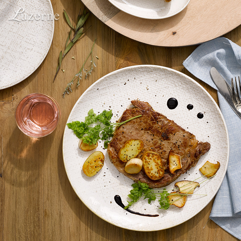 Luzerne陆升洛娃白麻布纹轻奢日式简约陶瓷餐具碗碟盘子鱼盘汤碗,餐饮具,盘,淘宝优惠券,粉丝福利购,淘宝优惠卷