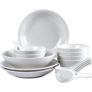 Luzerne陆升新骨瓷中式珍珠白简约家用6人食16头餐具套装简装礼盒