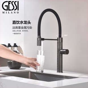 意大利捷仕GESSI厨房水龙头冷热盆水槽全铜可旋转净水二合一洗菜