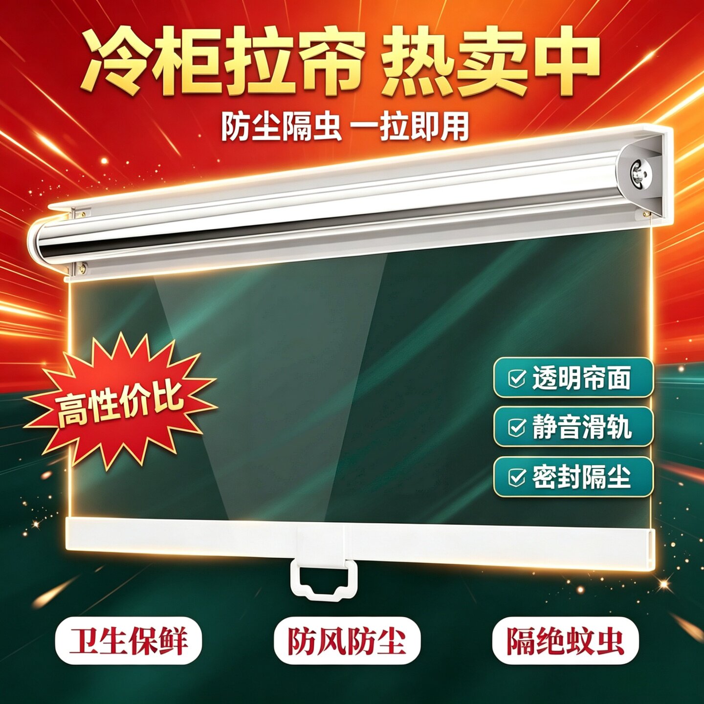商用冷柜拉帘防蚊防尘图片