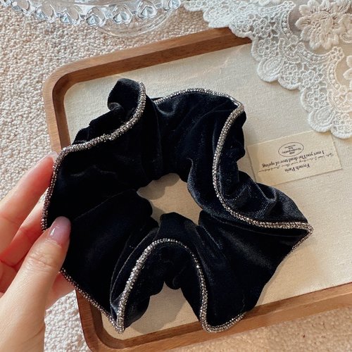 韩国发饰高级感丝绒水钻大肠圈