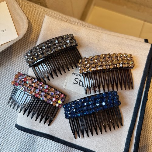 韩国发饰高级感满钻发梳边夹