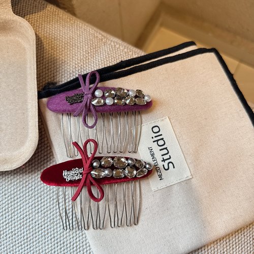 轻奢高级感水钻蝴蝶结倒插梳