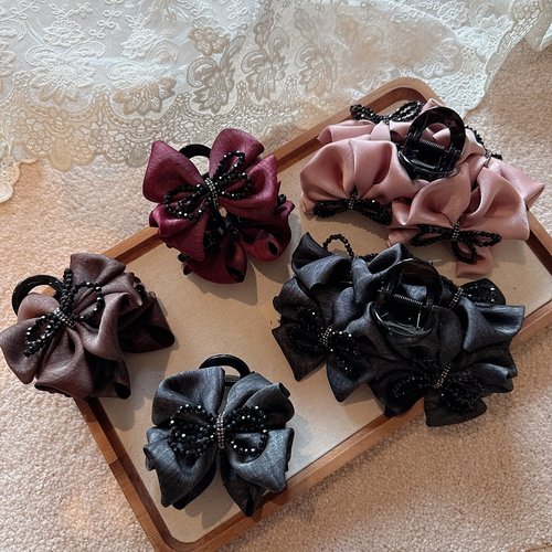 高级感蝴蝶结水晶大号抓夹