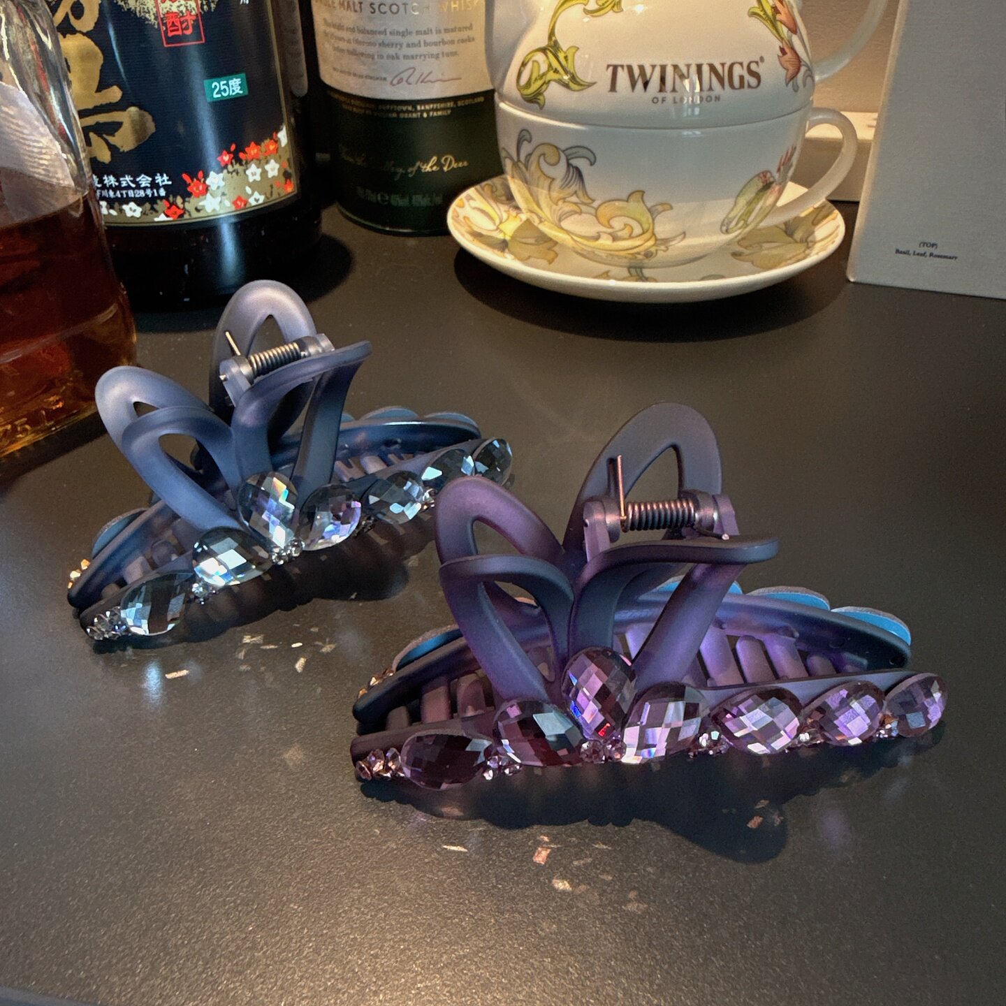 复古轻奢水钻蝴蝶结抓夹