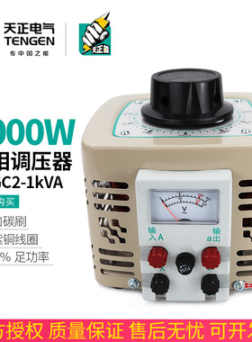 天正TDGC2-1kva调压器1000w单相220v调压变压器0-250v 300V全铜线