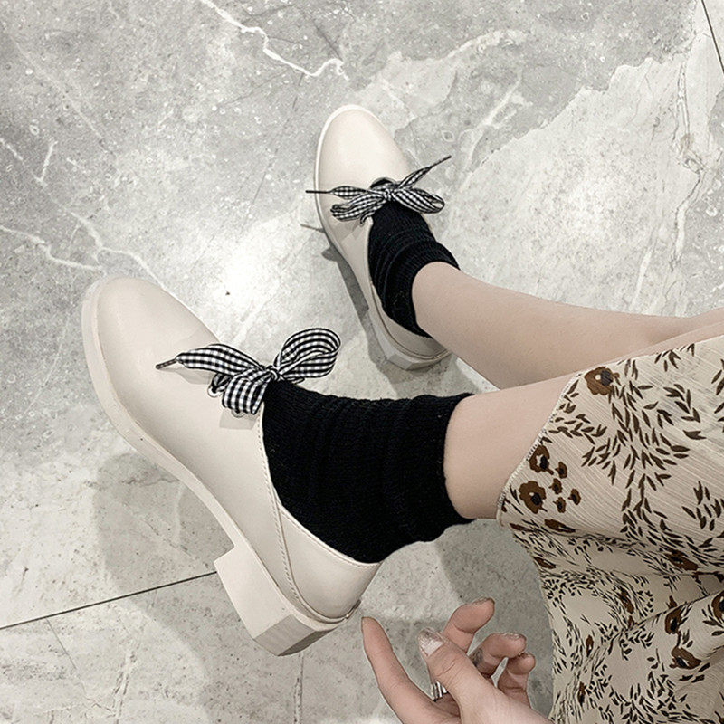 蝴蝶结中跟小皮鞋女英伦风2020春秋厚底单鞋学院系带牛津女鞋学生|ruв категории Женская обувь, низкий чистка - от Buy2taobao.com для оказания профессиональной услуги покупки агента Taobao