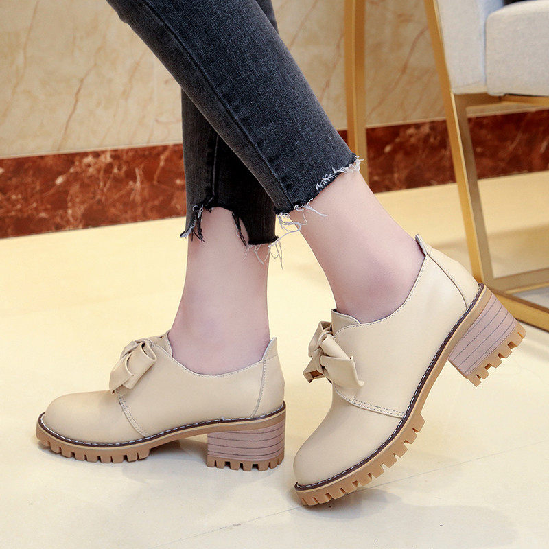 ins软妹小皮鞋韩版百搭2020春秋蝴蝶结学生粗跟高跟女士英伦单鞋|ruв категории Женская обувь, низкий чистка - от Buy2taobao.com для оказания профессиональной услуги покупки агента Taobao