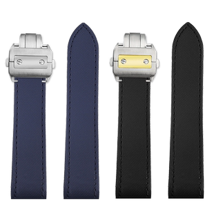 靓美莱适配卡地亚山度士系列桑托斯Santos100尼龙纹真皮手表带男