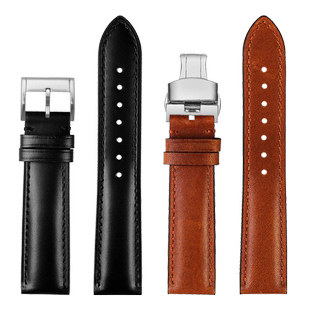 适配汉密尔顿美国经典系列H38416711熊猫黑蓝盘计时真皮手表带男