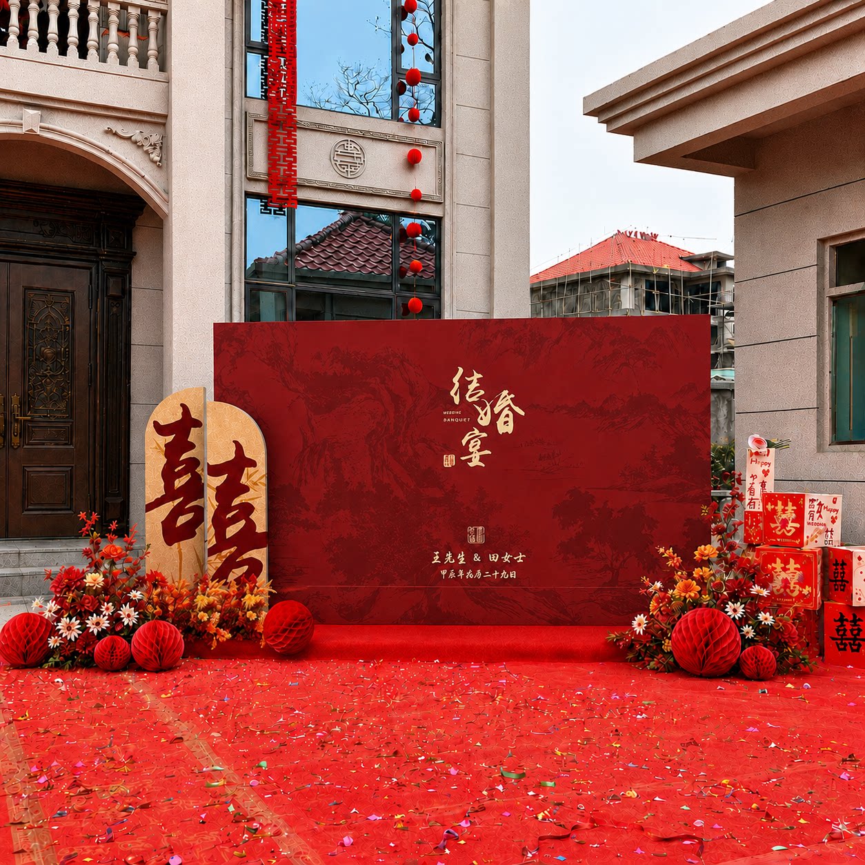 结婚KT板迎宾留影背景墙定制