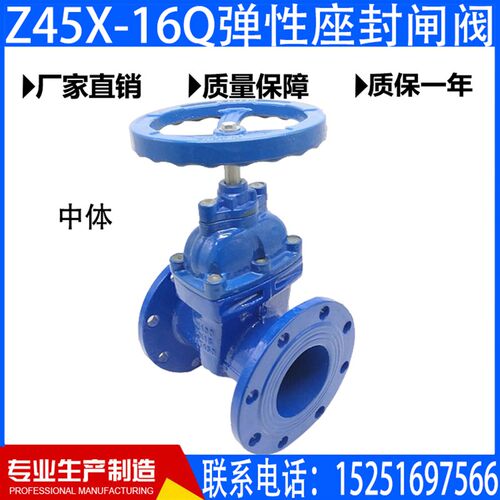 Z45X-16Q弹性座封闸阀弹性座封暗杆闸阀法兰软密封闸阀DN50 65 80