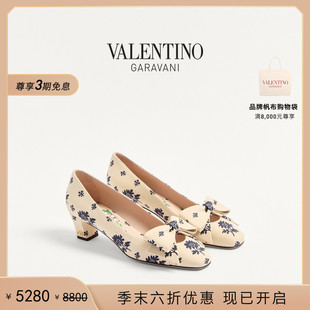 礼物 末优惠 华伦天奴VALENTINO女士BOWOW丝质花卉印花高跟鞋 季