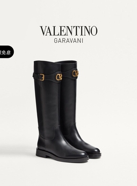[12期免息]华伦天奴VALENTINO女士 VLOGO SIGNATURE 牛皮革靴