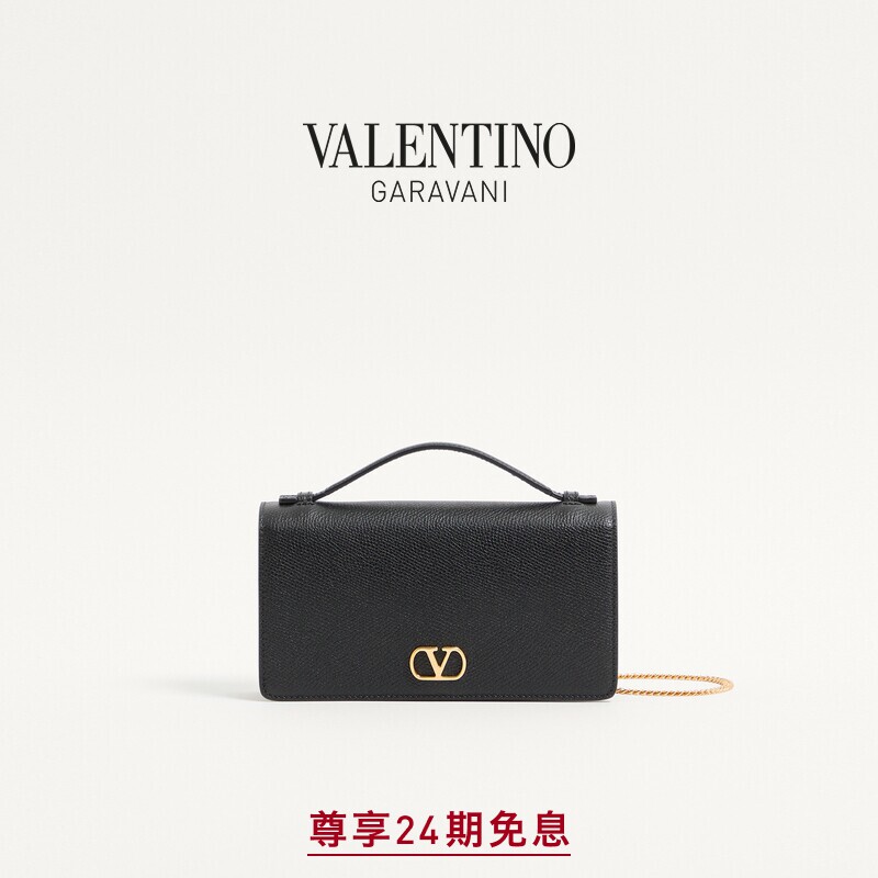 华伦天奴VALENTINO女士 VLOGO SIGNATURE 牛皮革钱包[礼物]