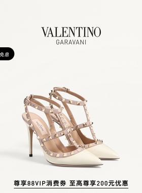 [礼物]华伦天奴VALENTINO女士 ROCKSTUD漆皮铆钉高跟鞋婚鞋
