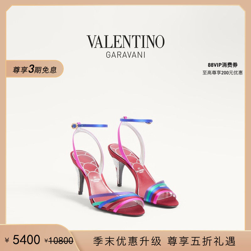 [季末优惠][礼物]华伦天奴VALENTINO女士LADYCRUSH仿水晶高跟凉鞋,女鞋,浅口单鞋,淘宝优惠券,粉丝福利购,淘宝优惠卷