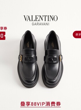 [新品上市]华伦天奴VALENTINO女士 VLOGO 压花牛皮革乐福鞋