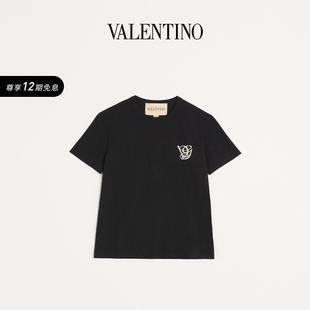 12期免息 华伦天奴VALENTINO男士 刺绣棉质短袖 恤