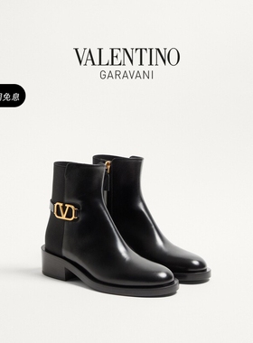 [12期免息]华伦天奴VALENTINO女士 VLOGO SIGNATURE 牛皮革踝靴