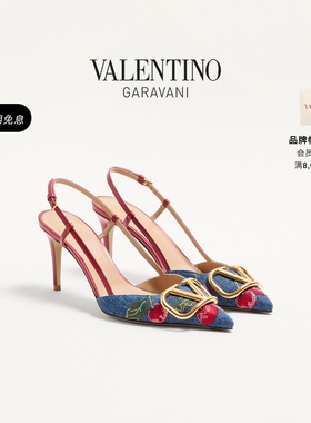 华伦天奴VALENTINO女士VLOGO SIGNATURE樱桃刺绣高跟鞋