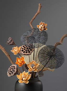 干花花束真花手工落地高枝装饰摆件招财天然莲蓬插花家居客厅摆设