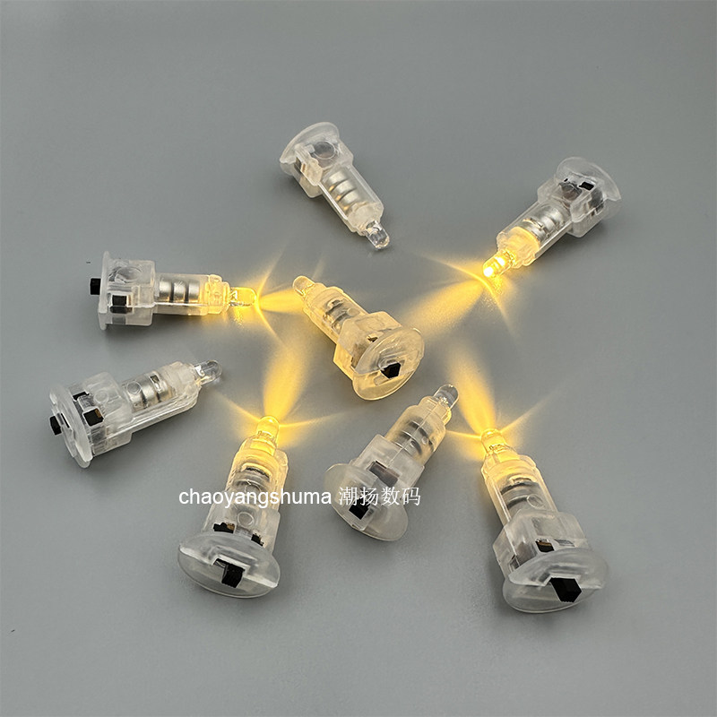 LED灯笼内置暖光黄色彩色闪光儿童DIY发光小灯芯装饰道具底部开关