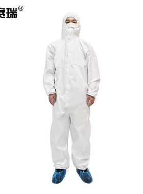 安赛瑞一次性防护服加厚覆膜无纺布防水全身带帽拉链式XL码28057