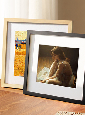 热销实木北欧正方形挂墙装裱画框16寸12寸10书法相框40厘米35cm30