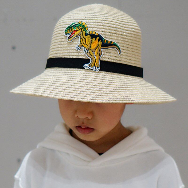 热销儿童草帽男童大檐遮阳帽亲子帽母子沙滩帽出游宝R宝凉帽小孩