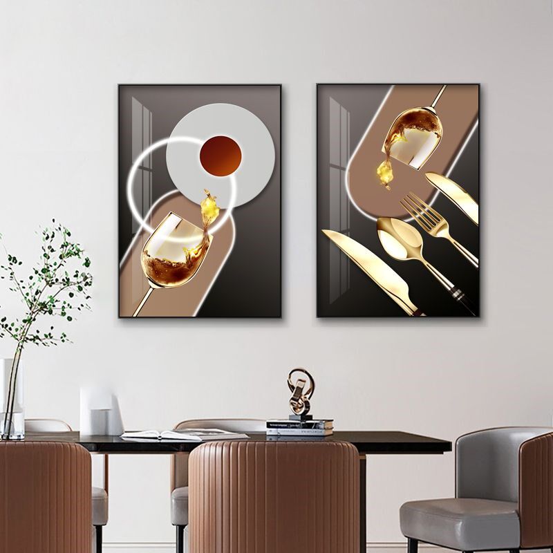 热销新中式餐厅装饰画三餐四季两联组合挂画字画吃饭厅餐桌背景墙