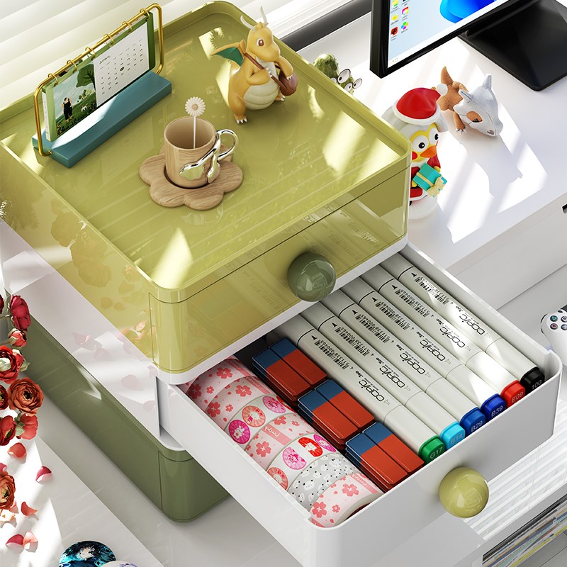 热销桌面收纳盒抽屉式办公桌上置物架塑料宿舍书桌文具整理杂物储