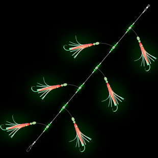 热销快挂海钓带鱼尼龙串钩青砖鱼烟仔鱿鱼夜光串钩仿生丸世虾皮串