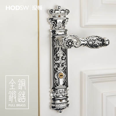 热销汉顿全铜室内通用木门锁静音纯铜欧式别墅实木卧室门锁金色青