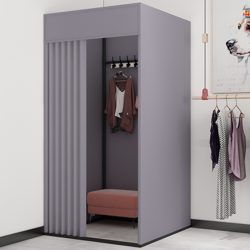 热销移动地摊试衣间门帘轨道服装店展示架简易更换衣室便携式落地