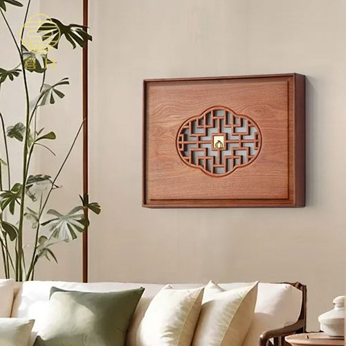 热销喜月新中式实木免打孔电表箱装饰遮挡板弱电箱电闸箱装饰画定