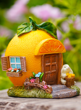 热销橙子小屋创意微景观房子花园盆景装饰桌面摆件送朋友生日祝福