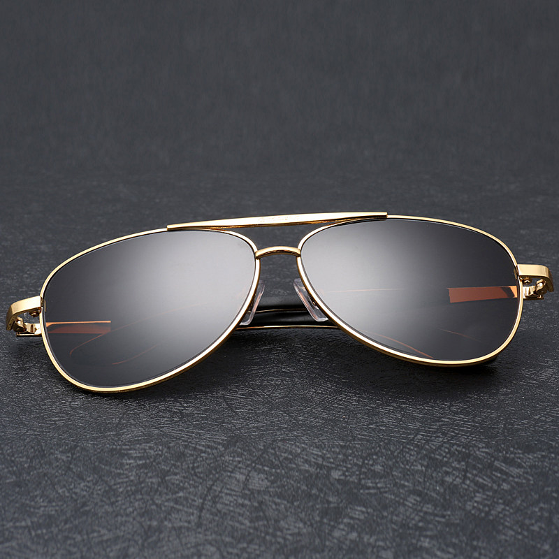 天然水晶石眼镜男款太阳镜 蛤蟆镜飞行员式眼镜茶色石头镜养目