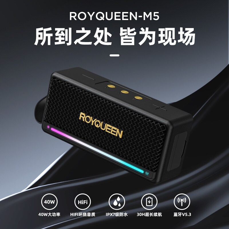 朗琴M5蓝牙音箱无线便携重低音炮外音响高端音质大音量小型防水户