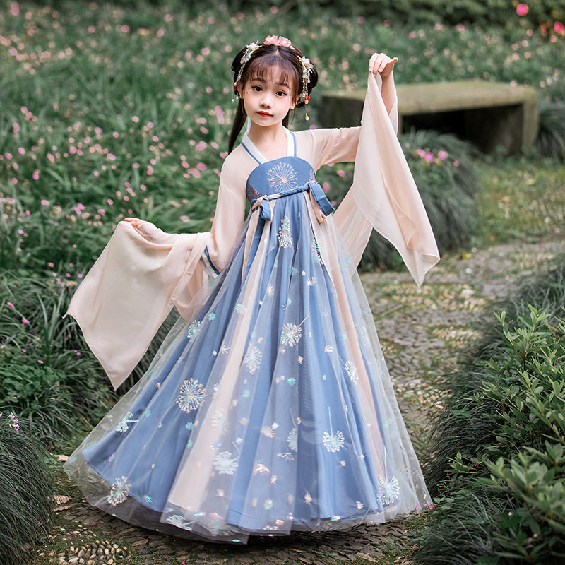 女童汉服春秋古装儿童长袖印花