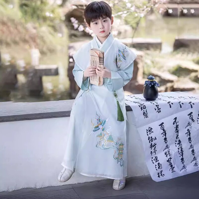 男童汉服2024春秋款男孩改良国风唐装儿童原创高端走秀演出服