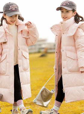 儿童长款羽绒服女童2025新款中大童过膝加厚韩版洋气童装冬季外套