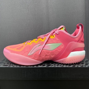 李宁驭帅19V2篮球鞋男高帮防滑透气运动鞋粉色专业训练鞋ABAV049