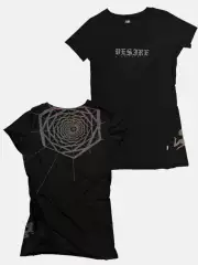 Visual Style Lgb "Desire Desire Spider Web" Combed Cotton Stretch Slim-Fit Printed Short-Sleeve Tee Dark Black