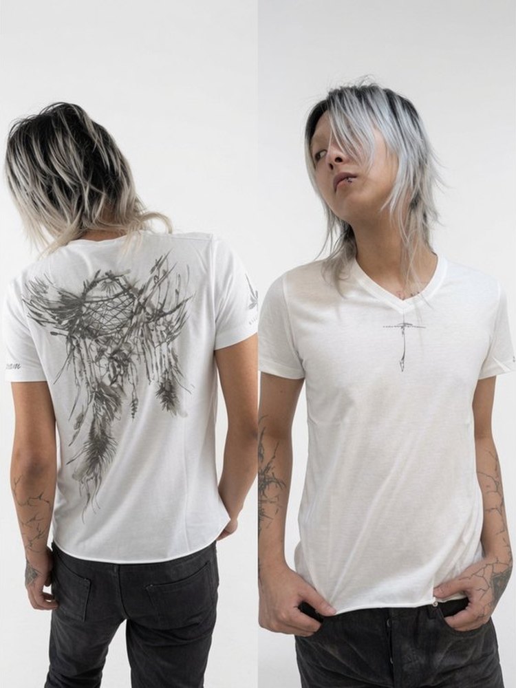 thumbnail for Serumcore—Non-14Th Generation Ink Painting Embroidery Print Short-Sleeve T-Shirt, Stretchy Fine Cotton, Visual Style/Subculture