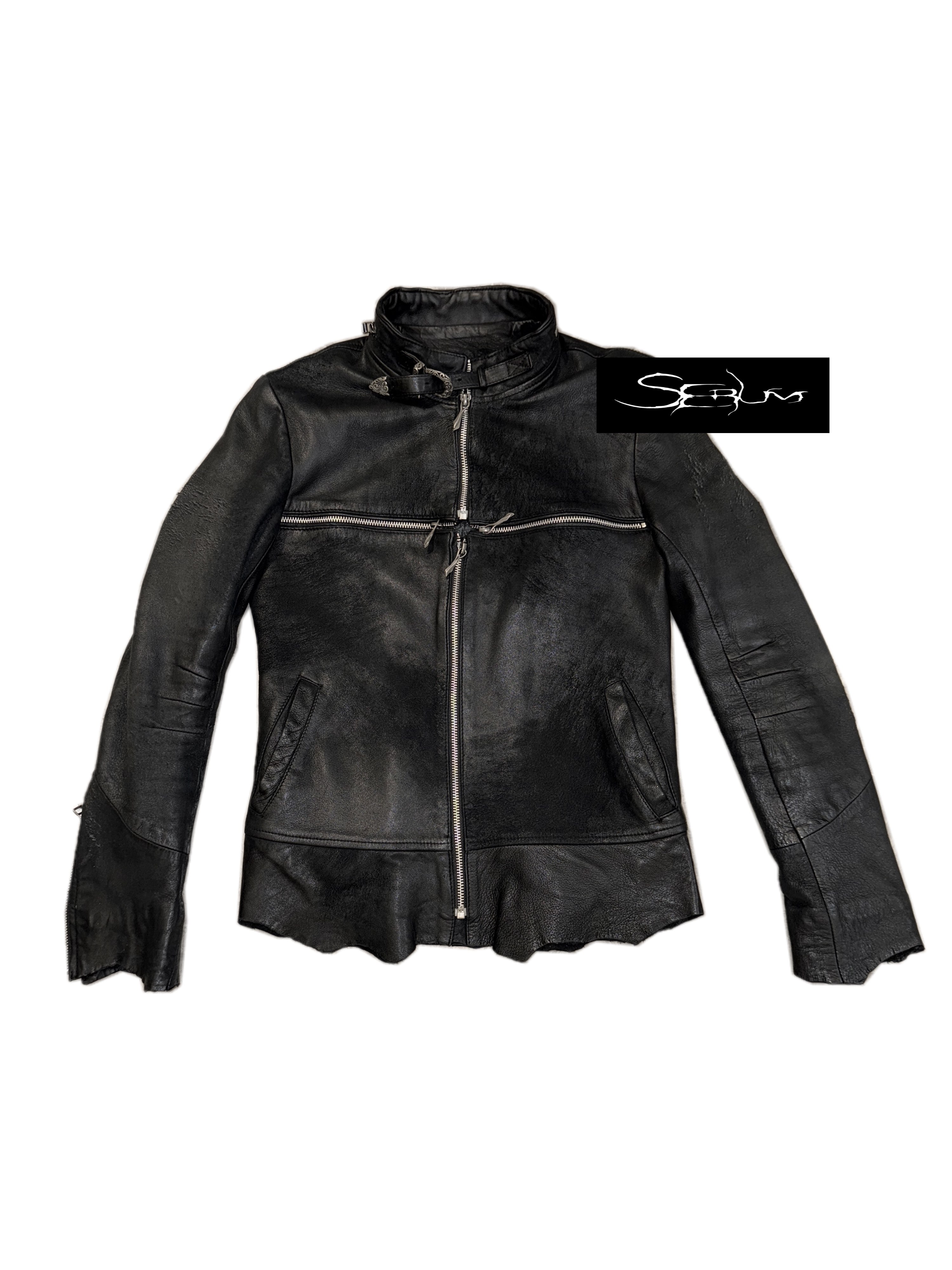 thumbnail for Cross decay tassel version made old goat leather jacket vintage - dark pioneer national tide visual leather