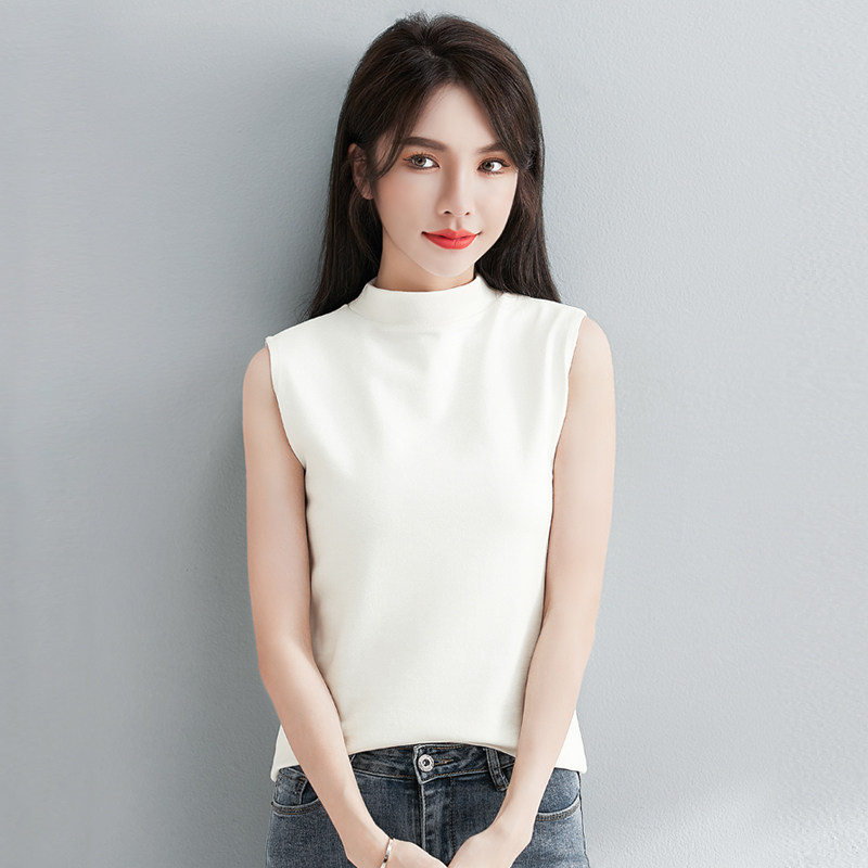 白色修身加厚保暖半高领背心女内搭秋冬新款纯色精梳棉无袖打底衫,女装/女士精品,背心吊带,淘宝优惠券,粉丝福利购,淘宝优惠卷